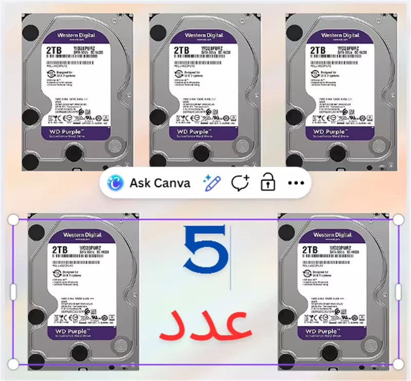 هارد  HDD هارد 2 ترا وسترن بنفش پک  5 تایی